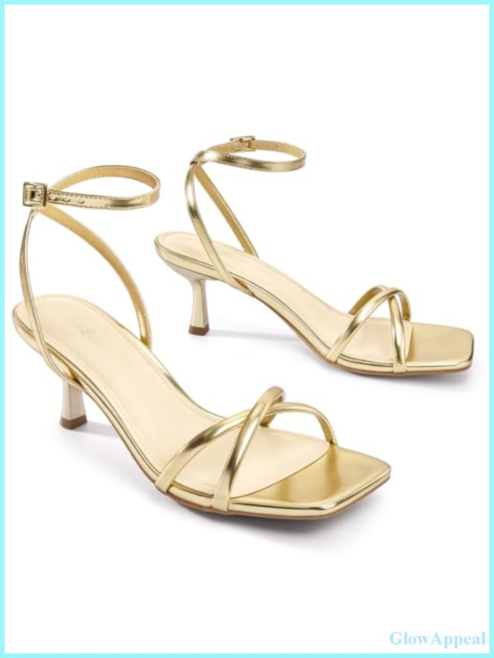 Women Kitten Heel Sandals Strappy Low Heels Wedding Party Prom Ankle Strap